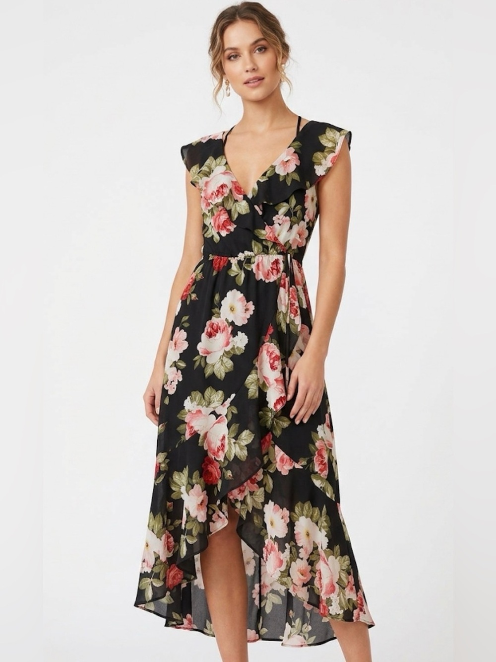 Socialite Floral Faux Wrap Dress